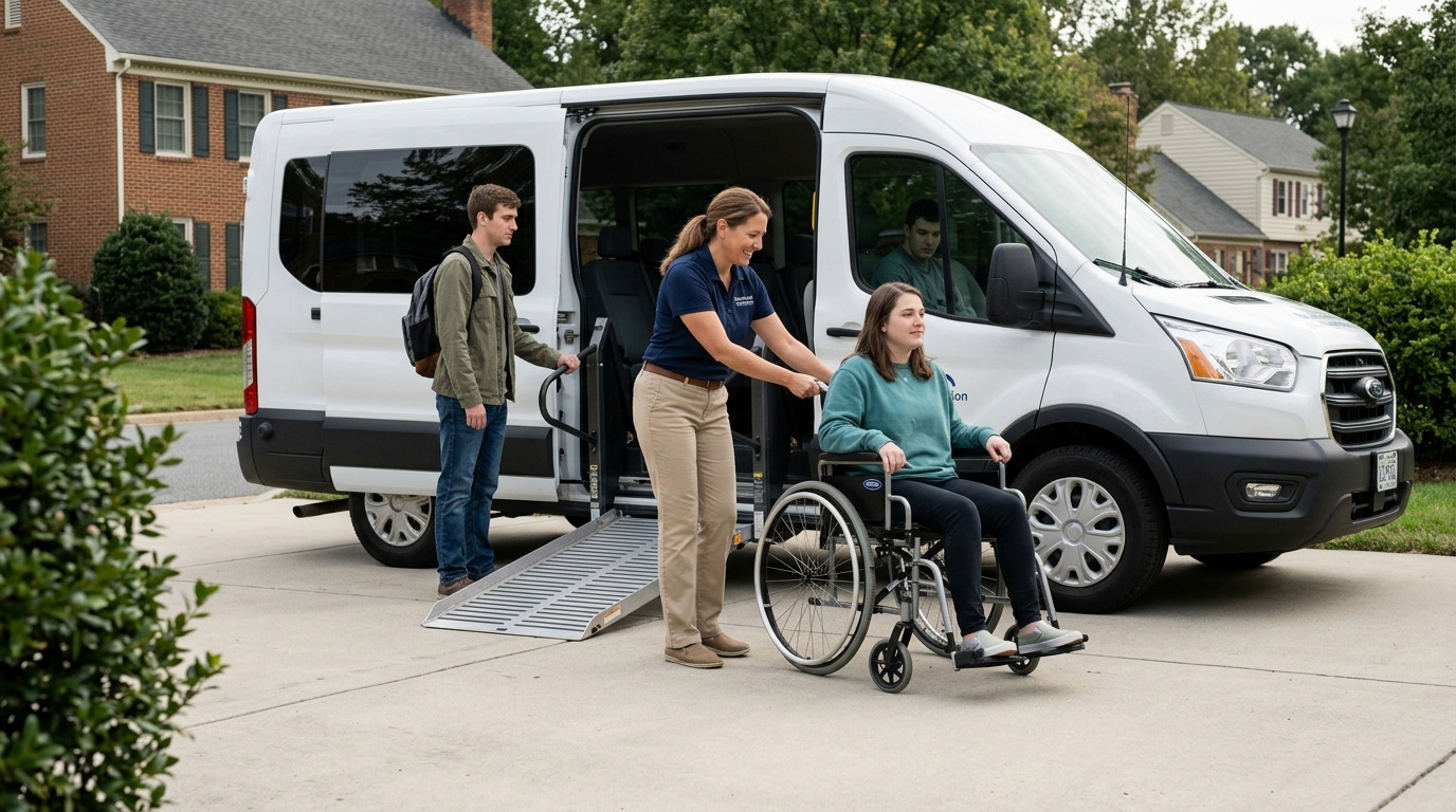 Transportation support in Fredericksburg VA helping adults with mobility disabilities safely access vehicles for appointments and daily travel